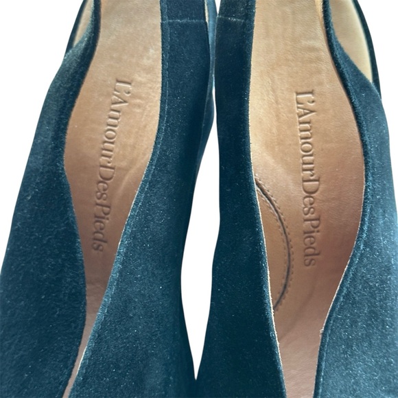 L'Amour Des Pieds Odetta Suede Slingback Pumps Peep Toe Wedge Heel, sz 7.5 - Picture 7 of 8